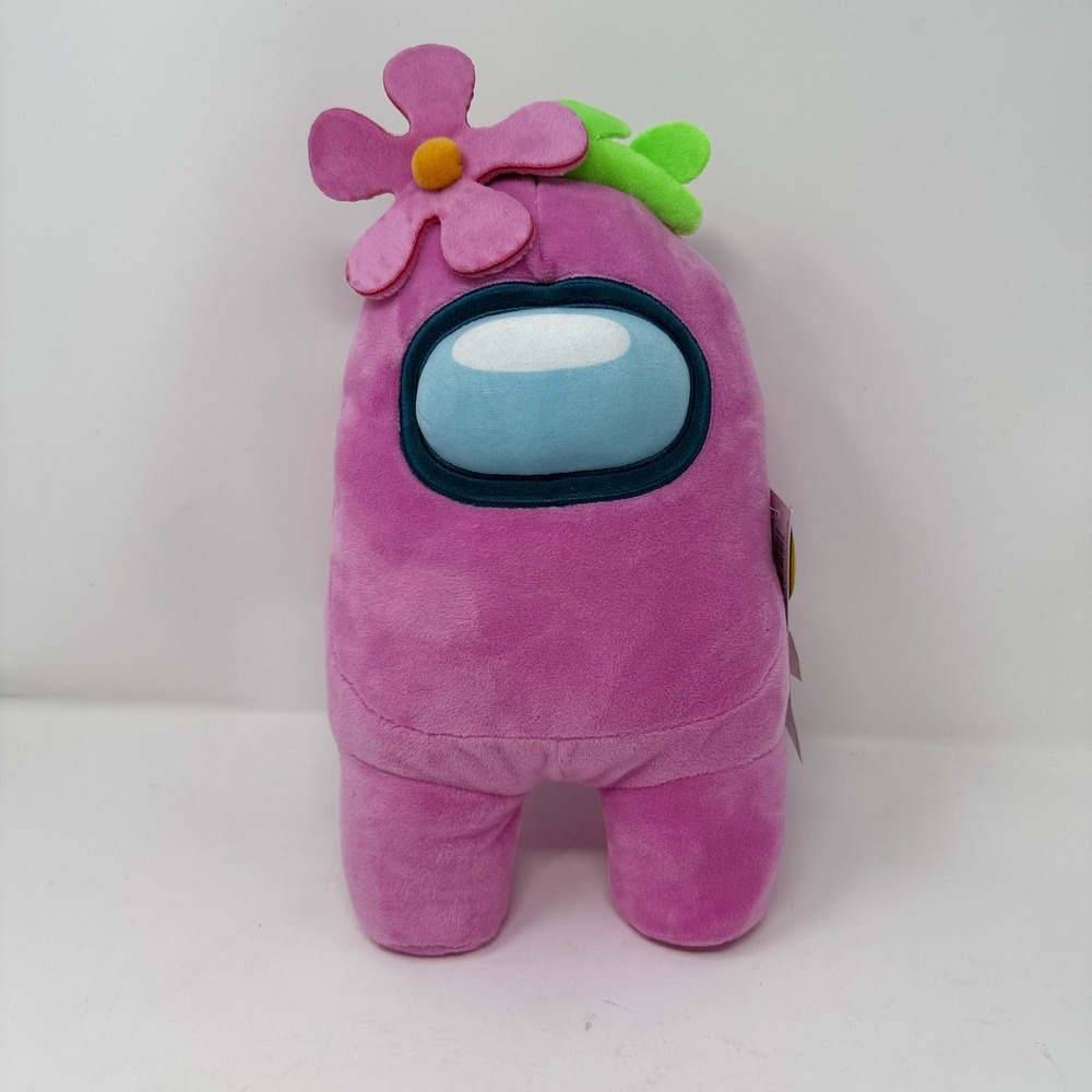 New Toikido Among Us Pink with Flower Stuffed Plush Toy 12 Inches